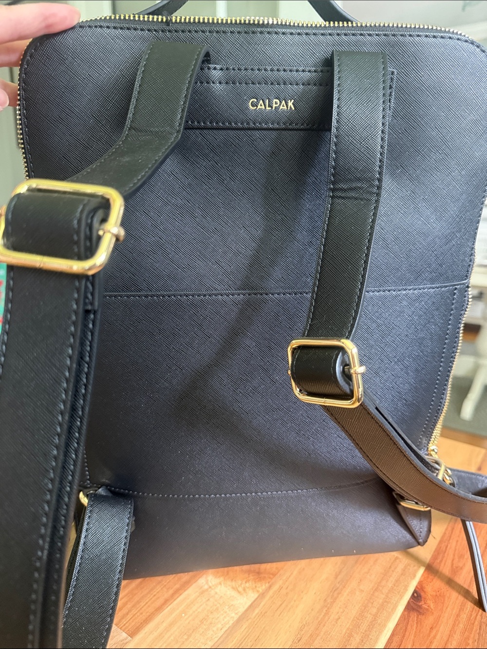 NWT Calpak Kaya Laptop Black Faux Leather Backpack with Gold Hardware - Picture 6 of 7